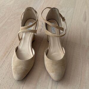 Cole Haan Beige Suede Cross Strap Heels
